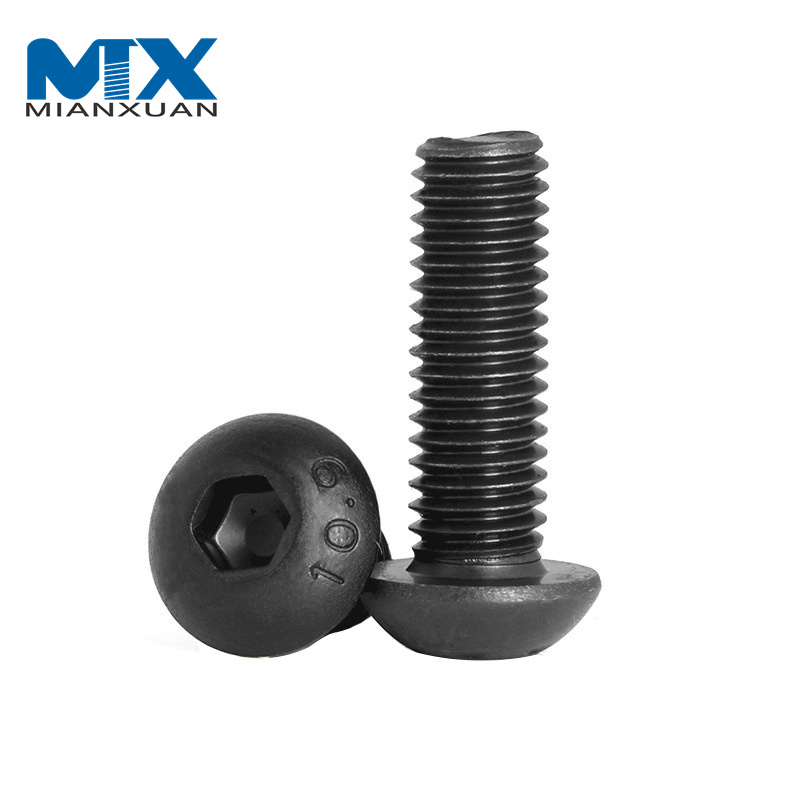 Tornillo de cabeza de botón hexagonal redondo de óxido negro M2-M16 de grado métrico 10,9 ISO7380-1