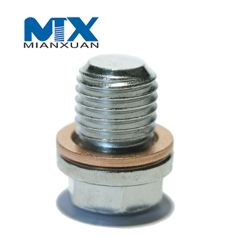 Tapón de drenaje de aceite magnético, instalación de tuberías, enchufe hexagonal, con cabezal para tornillos macho, negro