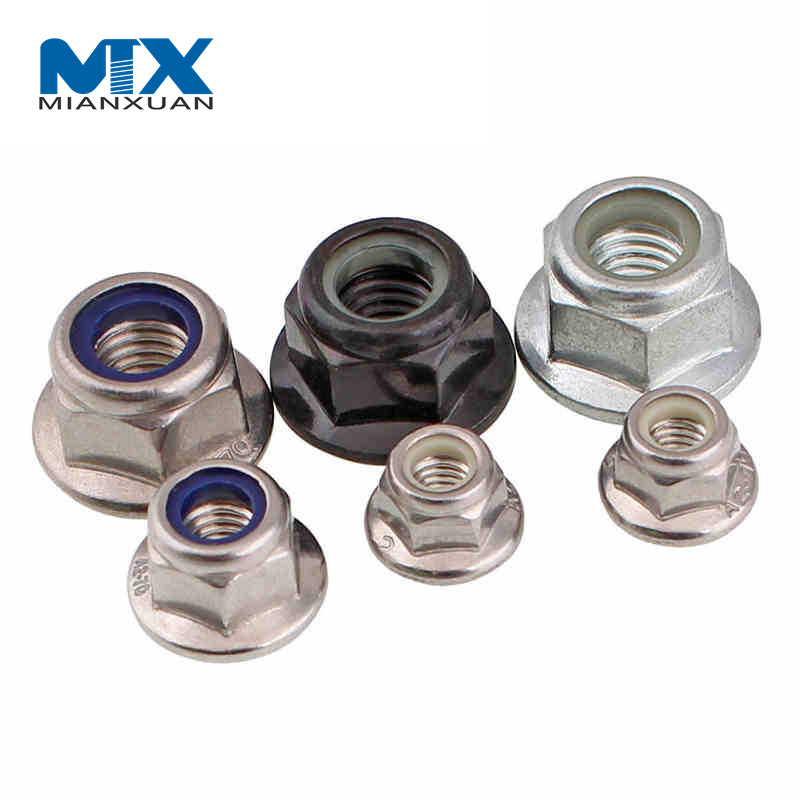 Suministro de fábrica DIN6926 Acero inoxidable 304 316 Tuerca con reborde hexagonal de bloqueo de nailon
