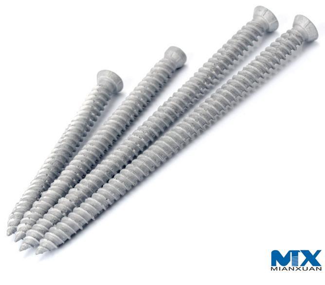 Tornillos de hormigón Torx de cabeza avellanada plana con nervaduras
