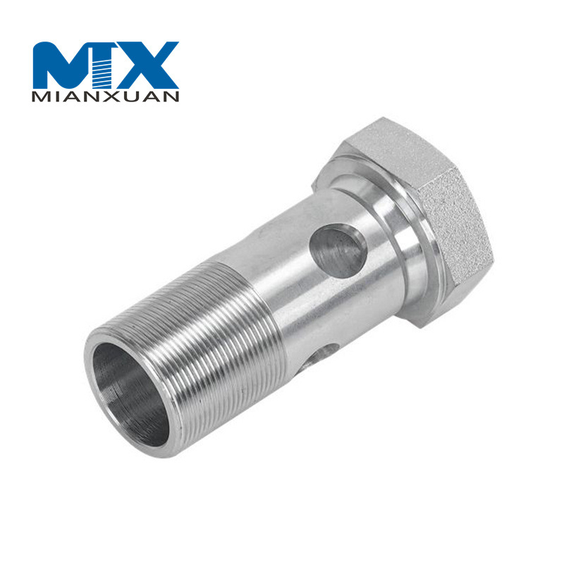 Perno banjo hueco hexagonal de acero al carbono con orificio, accesorios de manguera hidráulica métrica