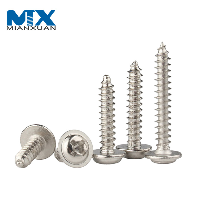 M1.4 M1.7 M2 M2.6 M3 M4 DIN968 304 cabeza redonda Phillips cruzada de acero inoxidable con cuello de arandela tornillo autorroscante de madera