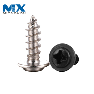 M1.4 M1.7 M2 M2.6 M3 M4 DIN968 304 cabeza redonda Phillips cruzada de acero inoxidable con cuello de arandela tornillo autorroscante de madera