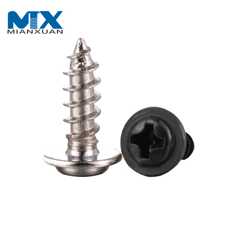 M1.4 M1.7 M2 M2.6 M3 M4 DIN968 304 cabeza redonda Phillips cruzada de acero inoxidable con cuello de arandela tornillo autorroscante de madera
