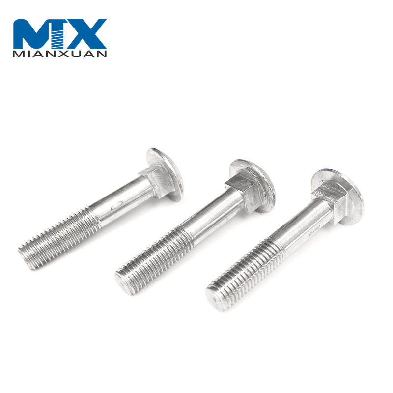 NF E 27-3 Pernos de cuello cuadrado con cabeza de copa Pernos de carro con cabeza de seta Sujetador 304 316 Acero inoxidable Óxido negro de carbono galvanizado