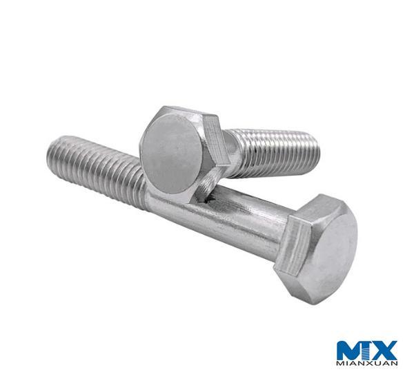 Pernos hexagonales de acero inoxidable con rosca parcial