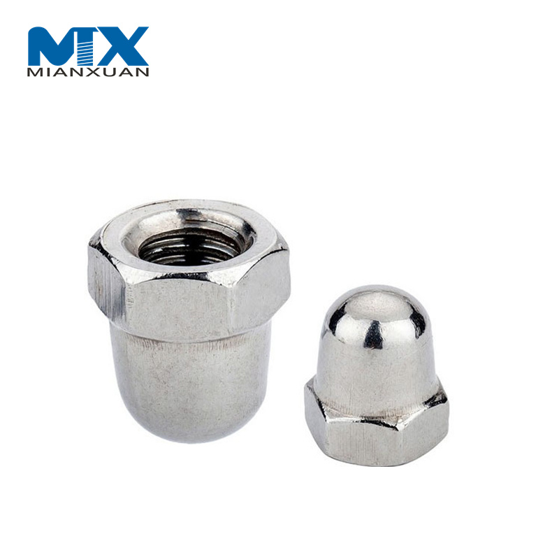 Precio de fábrica Tuercas ciegas abovedadas hexagonales Tapas de tuercas y pernos M8 Tuercas ciegas de bellota DIN1587