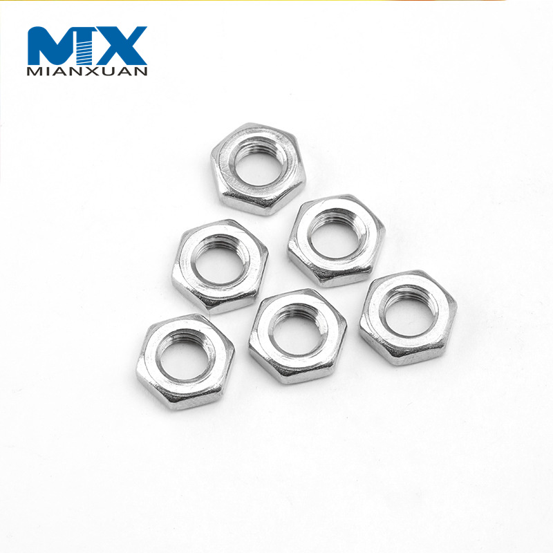 Tuercas finas hexagonales biseladas de acero inoxidable DIN439 ISO4035 M3 M4 M5 M6 M8 Tuerca hexagonal de acero inoxidable SS304