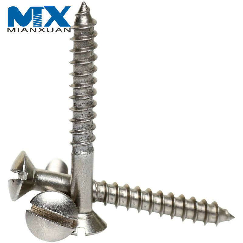 Tornillo de madera ranurado con cabeza ovalada de acero al carbono con rosca D2.5-D6.0 de alta calidad DIN95