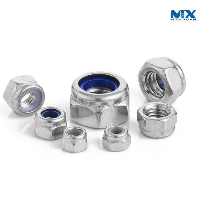 Tuercas hexagonales de acero inoxidable con inserto de nailon tipo Ne