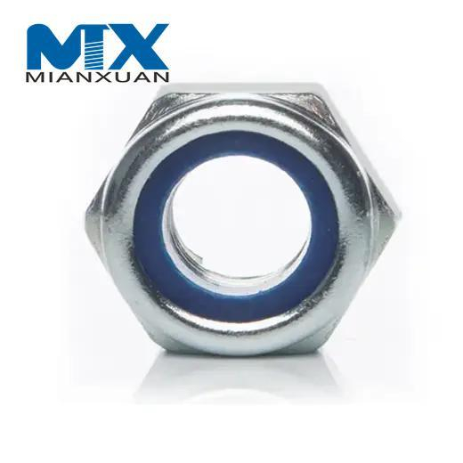 Tuerca Nylock hexagonal de acero al carbono DIN985
