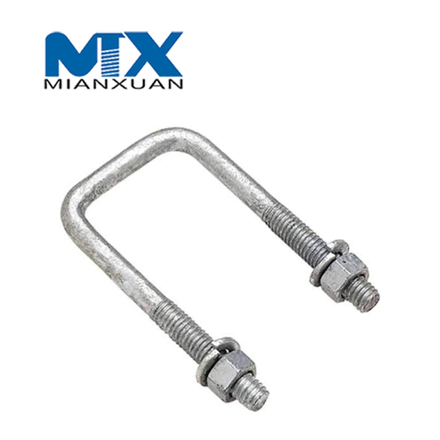 Sujetador de perno en U de acero inoxidable con tuerca con reborde hexagonal DIN3570