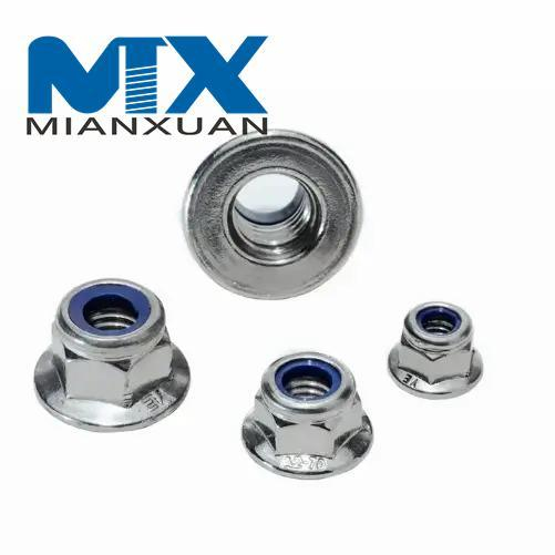 Tuerca de seguridad de nailon con brida hexagonal DIN1663