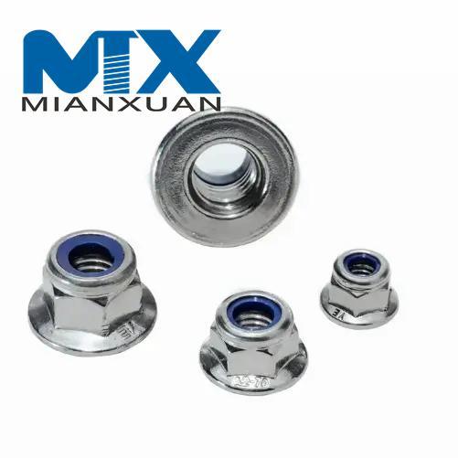 Tuerca de seguridad de nailon con brida hexagonal DIN1663