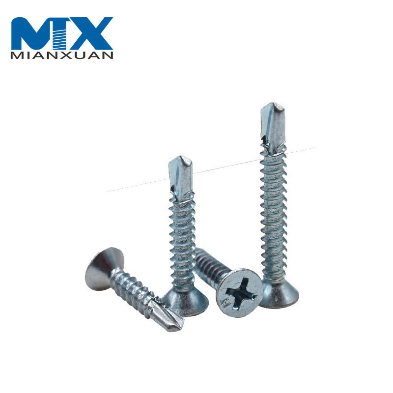 4,2*19 mm (#8*3/4 ') tornillos de cabeza plana galvanizados Csk tornillos autoperforantes C1022A precio barato