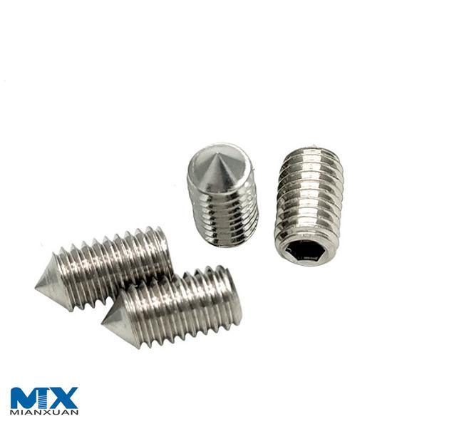 Tornillos de fijación hexagonales de acero inoxidable con punta plana