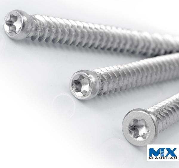 Tornillos de hormigón Torx de cabeza avellanada plana con nervaduras