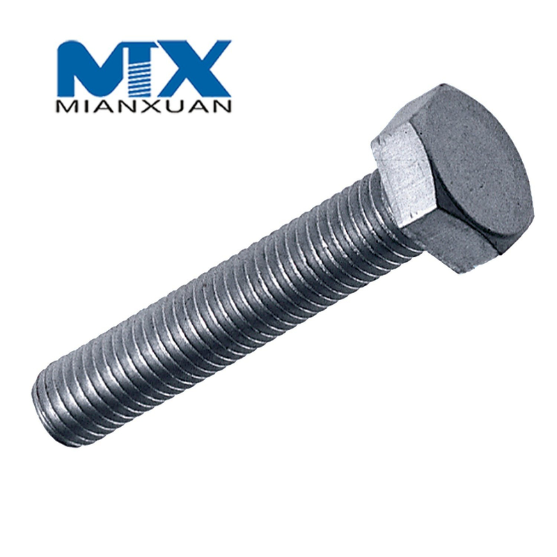 Sujetadores galvanizados de acero al carbono Gr4.8 DIN933 DIN 931 DIN 601 Tuercas de tornillo de cabeza hexagonal de titanio y pernos hexagonales