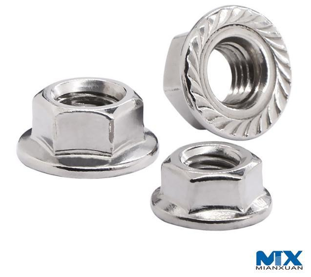 Tuercas hexagonales de acero inoxidable con brida Serie en pulgadas