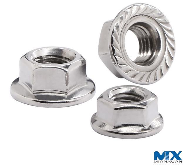 Tuercas hexagonales de acero inoxidable con brida Serie en pulgadas