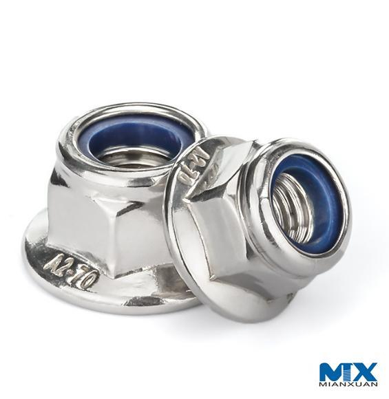 Tuercas hexagonales de tipo par predominante de acero inoxidable con brida y con inserto no metálico