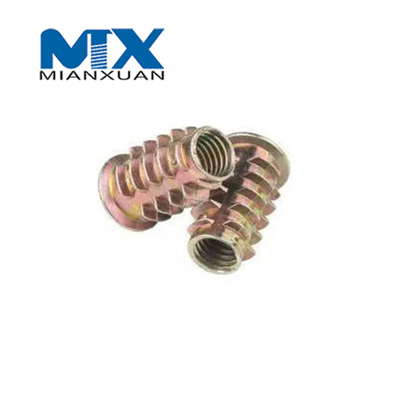 Rosca de aleación de zinc para tuerca de inserción de madera Cabeza de accionamiento hexagonal con brida