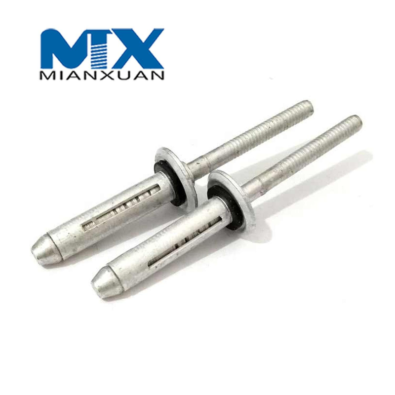 Remache de aluminio para montaje de bombilla triple con pliegue triple y arandela de goma