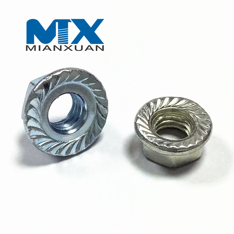 Nueces de brida serradas hexagonales DIN6923 galvanizadas azules de acero inoxidable