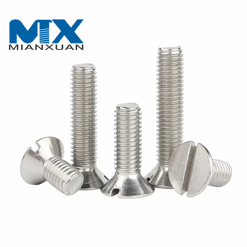 DIN963 Acero inoxidable 304 316 Tornillo de máquina de cabeza avellanada elevada ranurada con una ranura