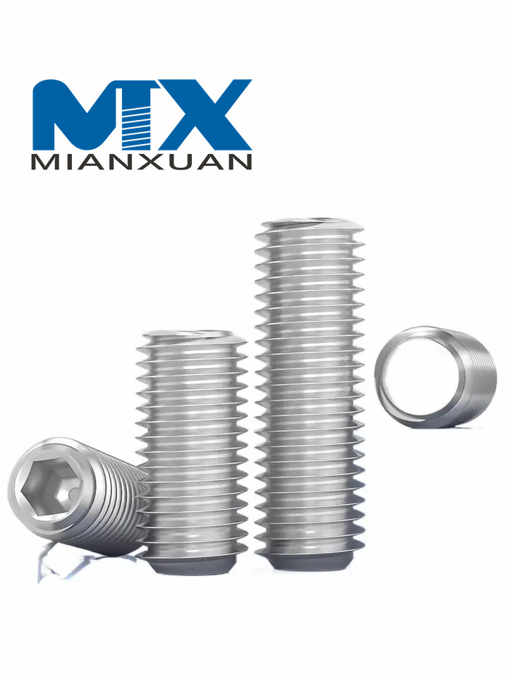 Tornillos de fijación hexagonales de rosca completa con punta plana