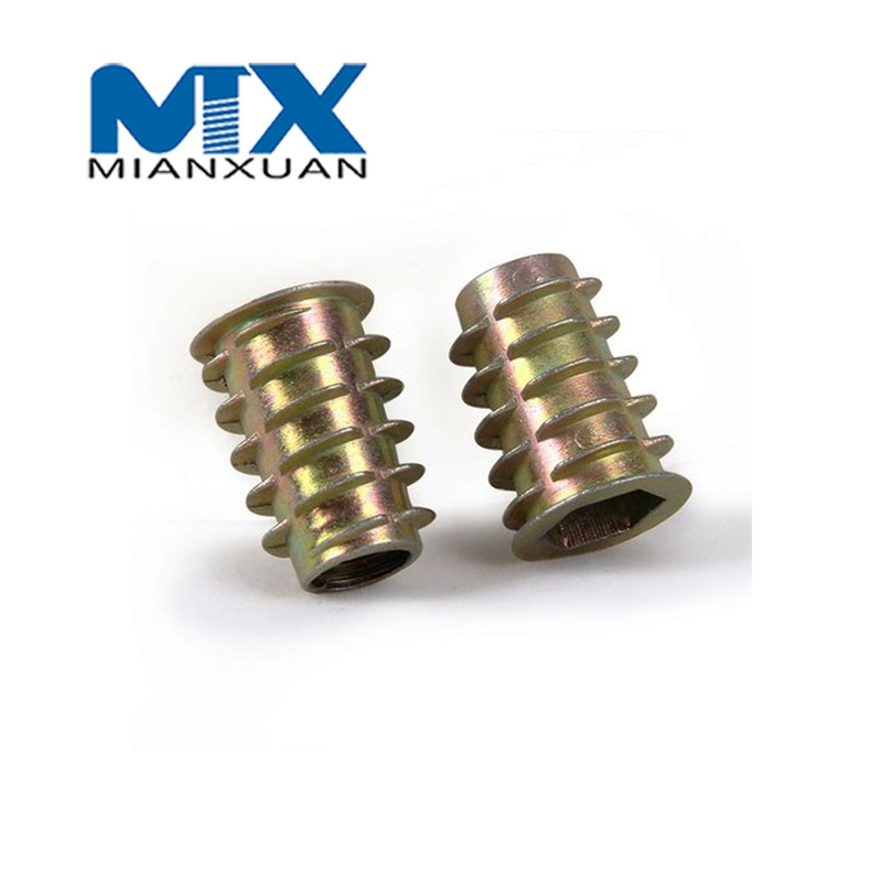 Hilo de aleación para tuerca de inserción de madera, tuercas para muebles con cabeza hexagonal con bridas