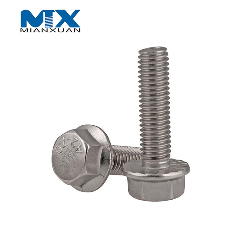 Perno de cabeza hexagonal DIN6921 de acero inoxidable con moleteado sin moleteado