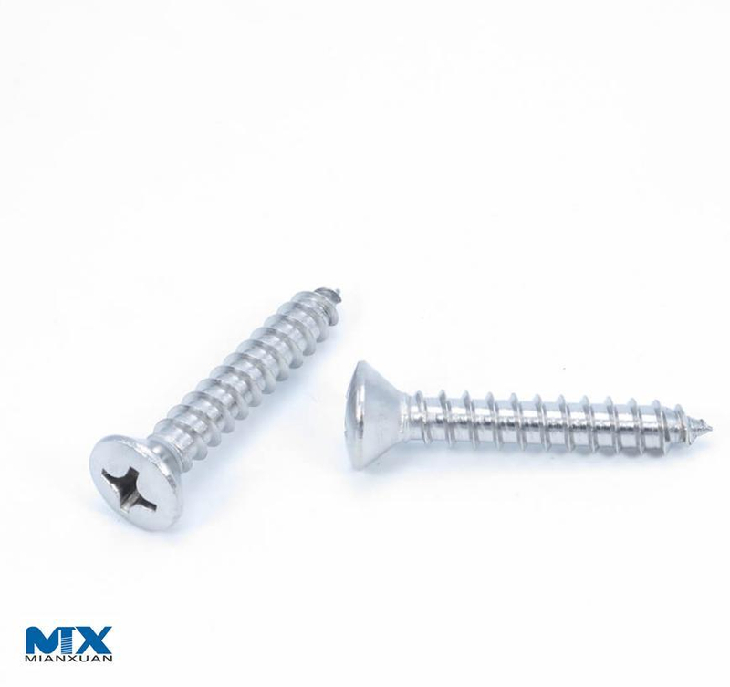 Tornillos para madera con cabeza avellanada elevada empotrada en cruz de acero inoxidable
