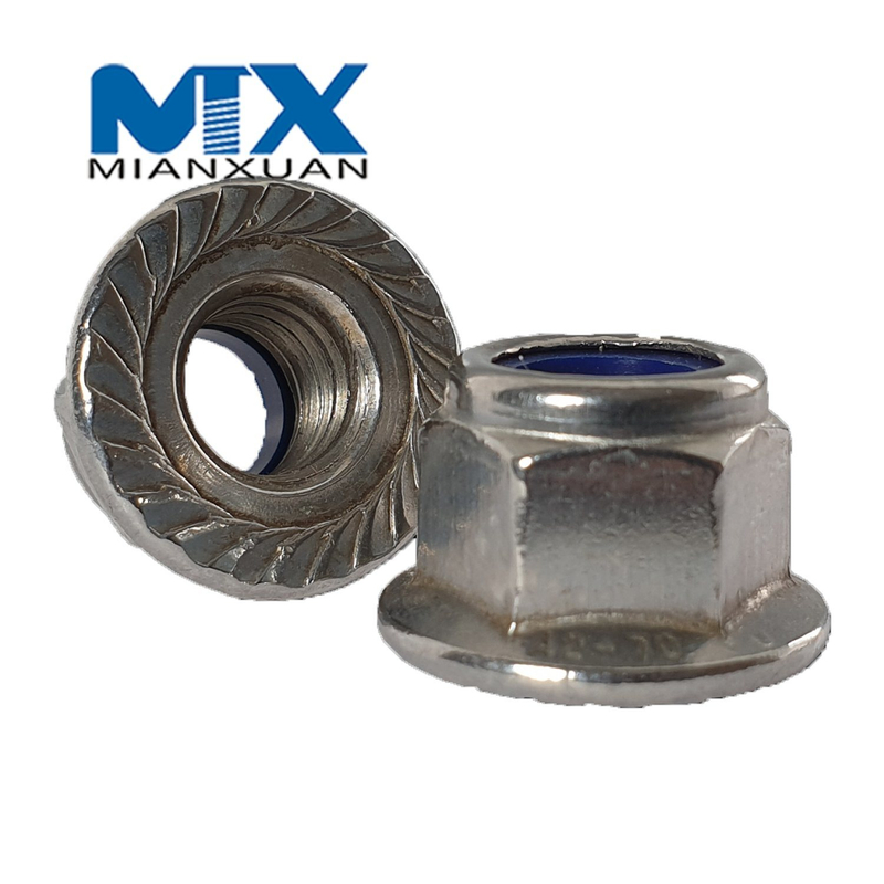 Brida de tuerca de seguridad hexagonal DIN6923 con moleteado sin moleteado