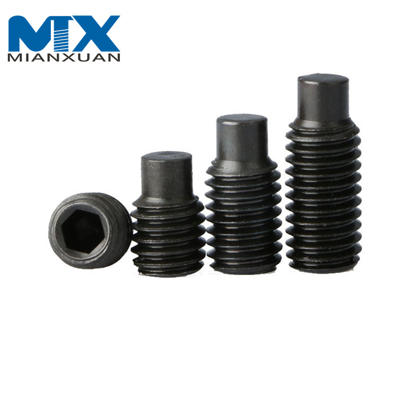 Tornillos de fijación de zócalo hexagonal negro de grado 8,8 con punta de perro DIN915