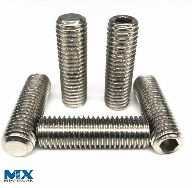 Tornillos de fijación hexagonales de acero inoxidable con punta plana