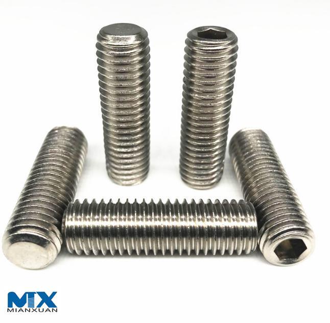Tornillos de fijación hexagonales de acero inoxidable con punta plana