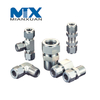 Adaptador de acoplamiento de conector métrico hidráulico giratorio de codo de 3/4 Bsp de acero inoxidable