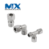 Conector macho de manguera hidráulica con sujetador para ensamblaje