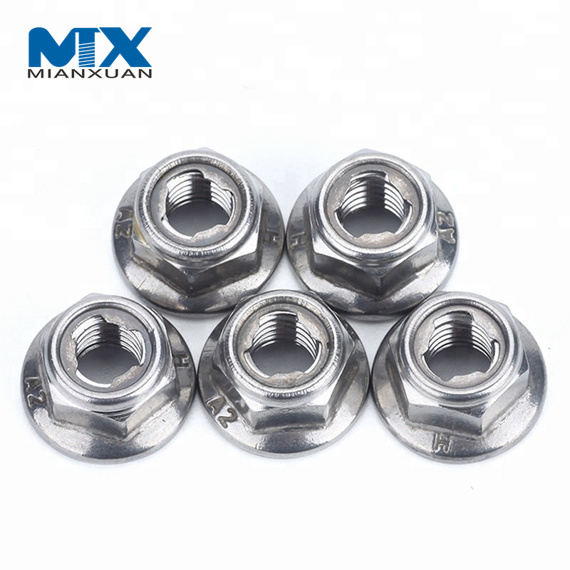 Tuercas hexagonales de tuerca con reborde galvanizadas de acero al carbono tipo par predominante DIN6927 de alta calidad con tipo de punto de presión