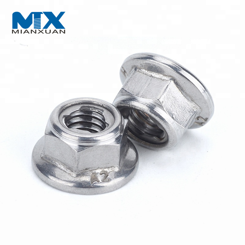 Tuercas hexagonales de tuerca con reborde galvanizadas de acero al carbono tipo par predominante DIN6927 de alta calidad con tipo de punto de presión