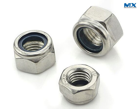 Tuercas hexagonales de acero al carbono con inserto de nailon para bloqueo
