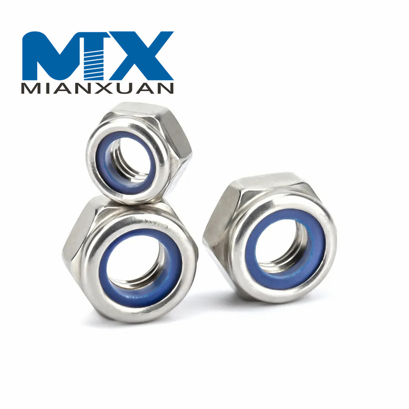 Tuerca hexagonal de acero inoxidable Tuerca de seguridad de nailon engrosada Tuerca Nylock