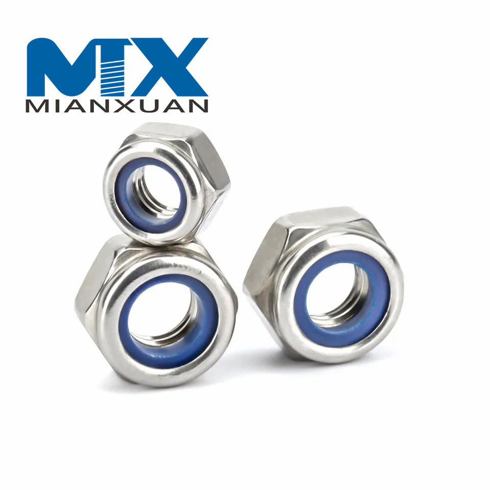 Tuerca hexagonal de acero inoxidable Tuerca de seguridad de nailon engrosada Tuerca Nylock