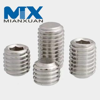 Tornillos prisioneros de rosca métrica de acero inoxidable Tornillos de fijación de zócalo hexagonal de punta plana sin cabeza