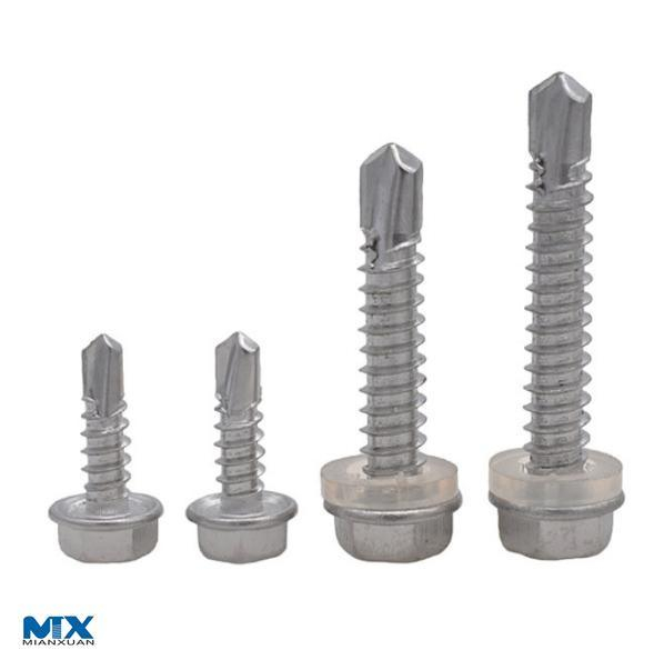 Tornillos perforadores de cabeza hexagonal con rosca roscadora con collar