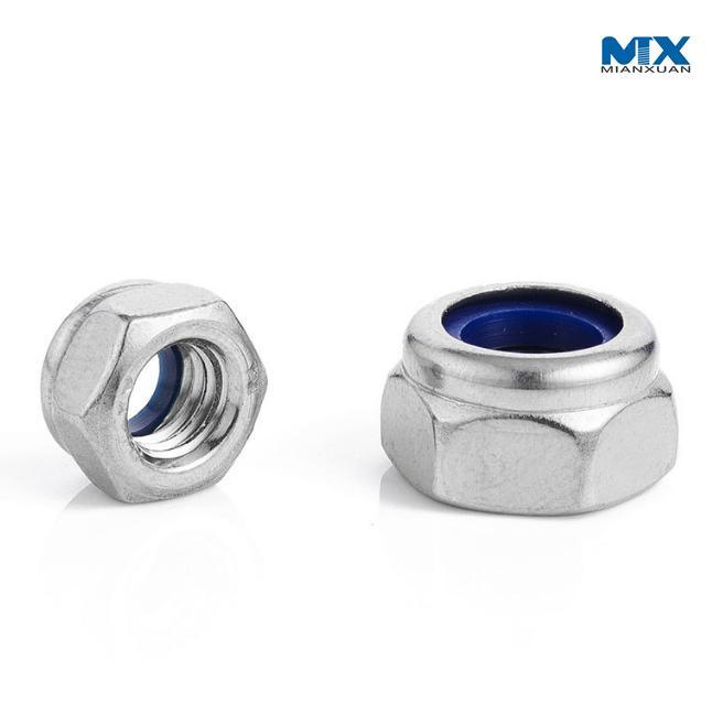 Tuercas hexagonales de acero inoxidable con inserto de nailon tipo Ne