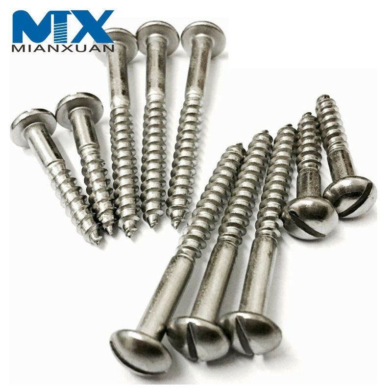 Tornillos para madera con cabeza de bola de 150 mm y accionamiento ranurado DIN96, M4 de 200 mm