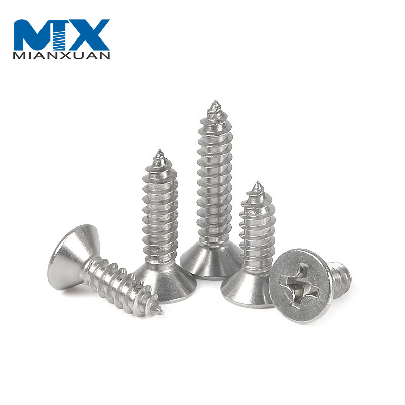 Tornillo de cabeza avellanada Phillips de acero inoxidable DIN7982 liso