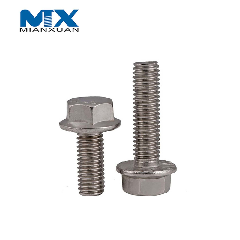 Perno de cabeza hexagonal DIN6921 de acero inoxidable con moleteado sin moleteado
